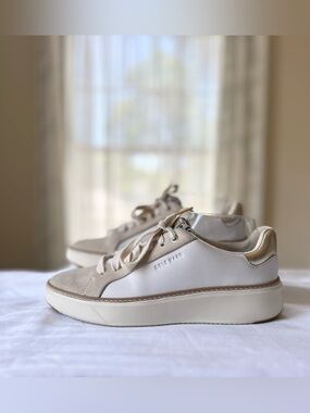 Cole Haan GrandPrø Topspin Sneakers White Gold Leopard W 8